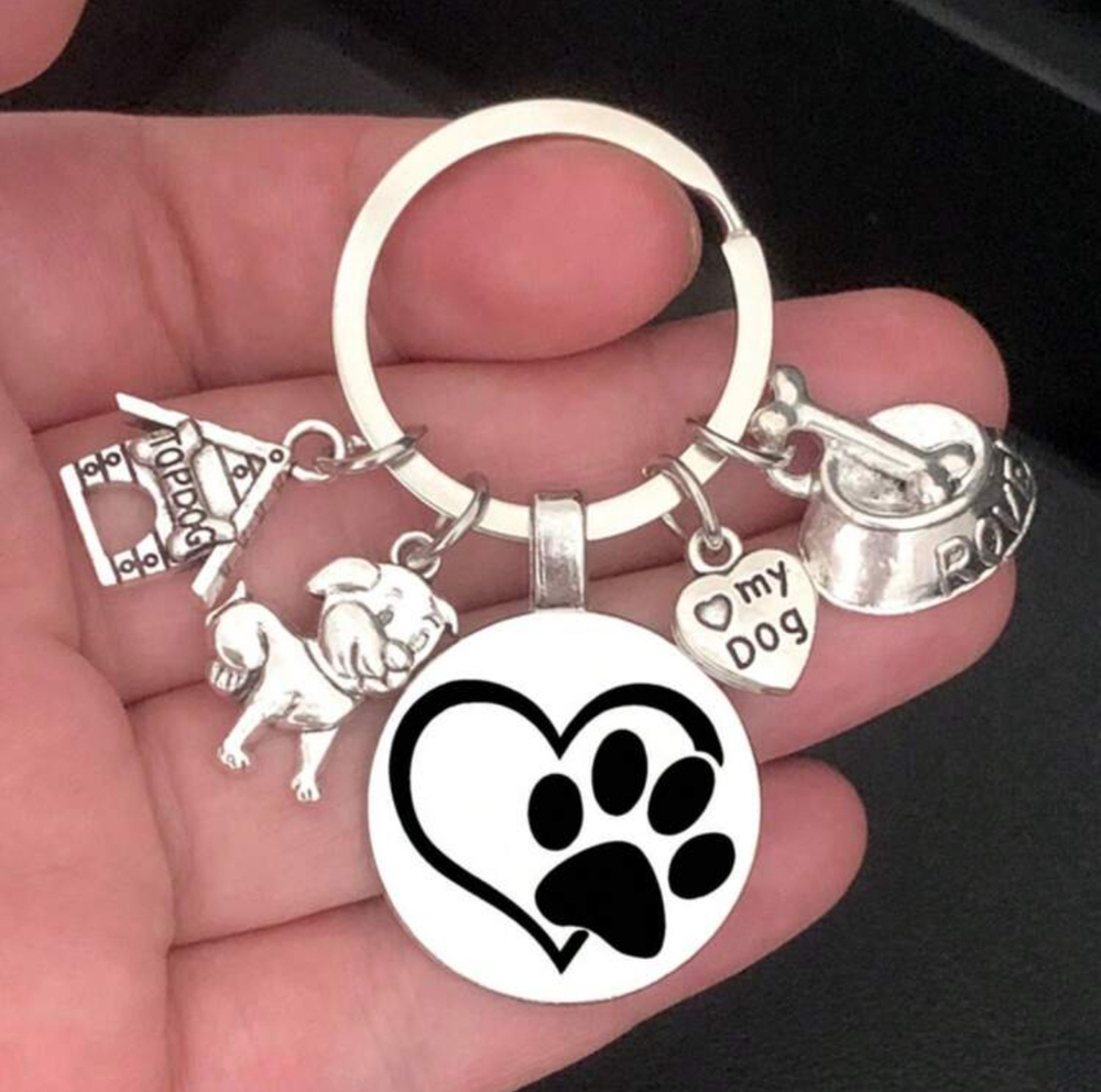 3/$25 Heart Paw Print Top Dog Doghouse Bone Keychain NEW